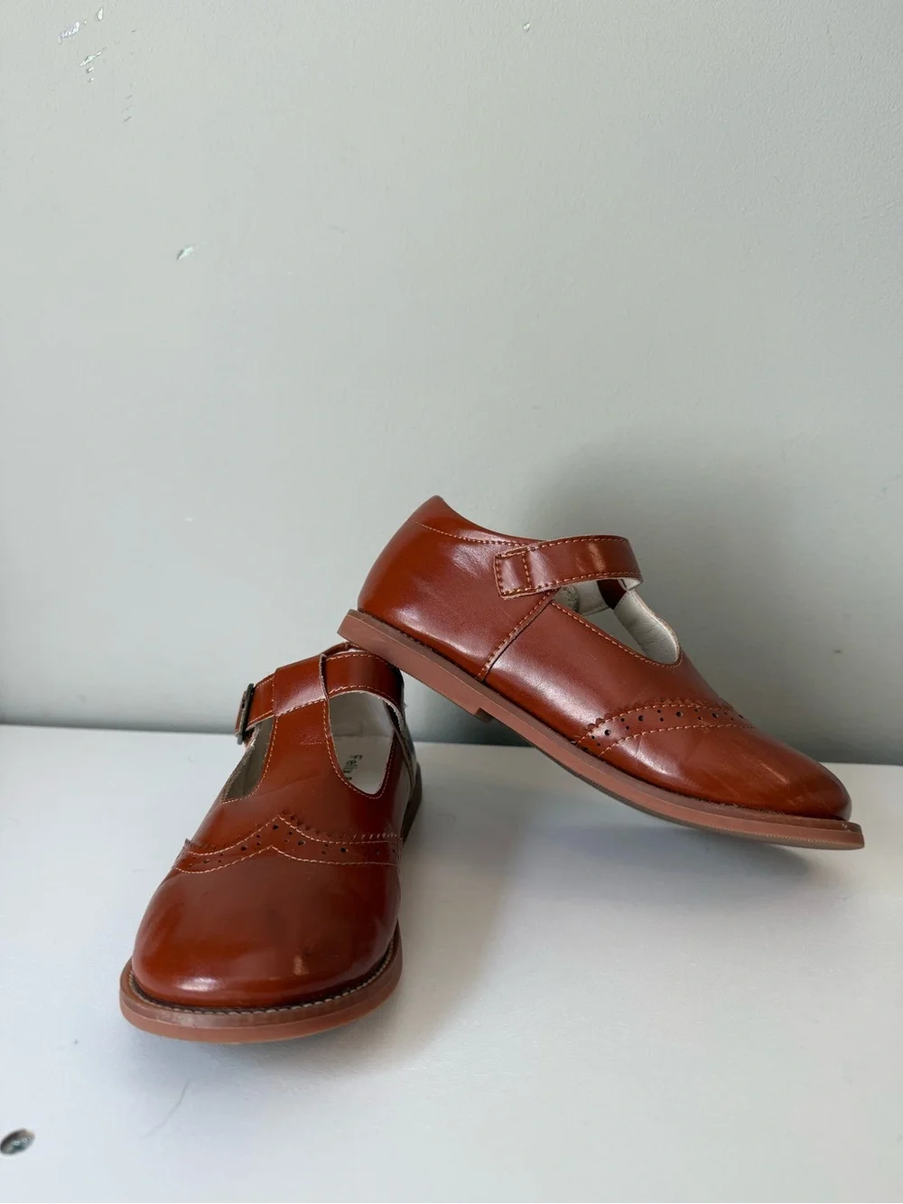 Felix & Flora Brown Leather Kids Mary Janes